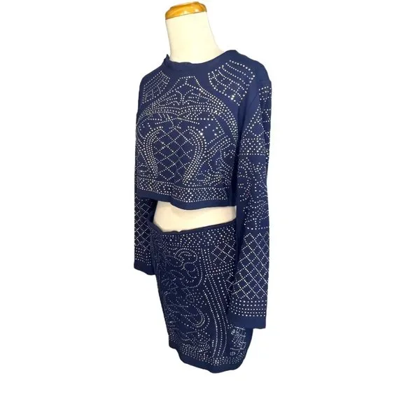 Mea Meor 2 Piece Studded Skirt Set Blue Size M EUC - Picture 4 of 13
